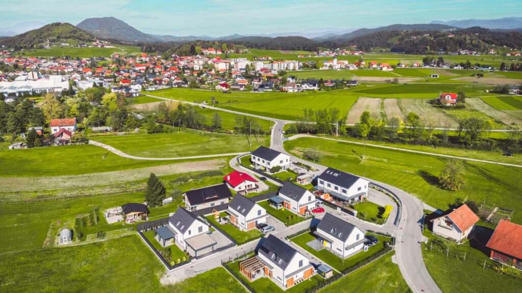 Top view of a property development site