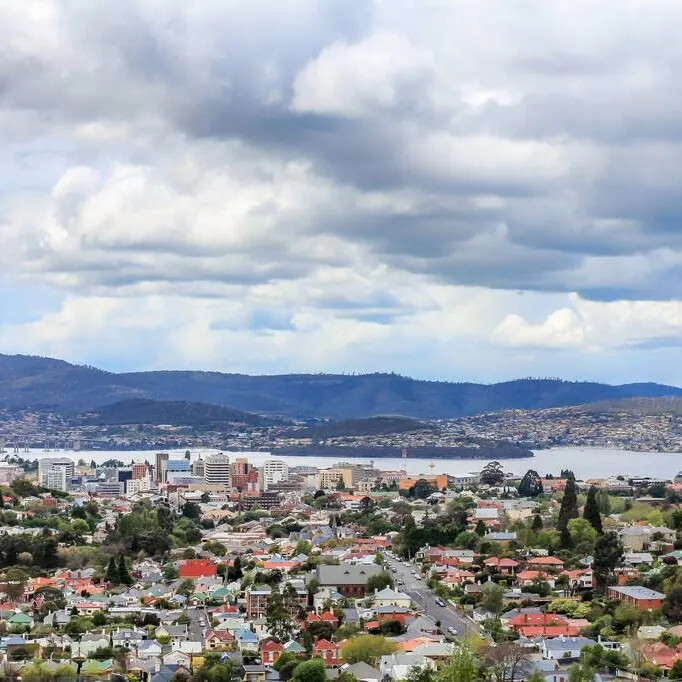 An aerial view of Tasmania.